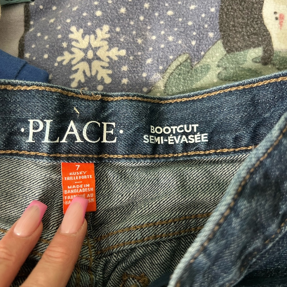 Two pair boys size 7 Huskey jeans boot cut,like new condition